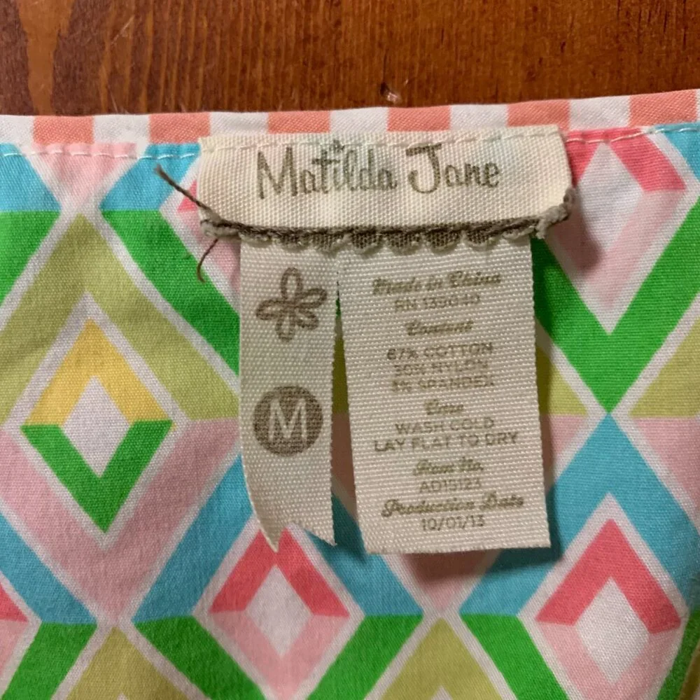 Matilda Jane Pink Floral Print Leah Sleeveless Women's Medium Fit & Flare Dress